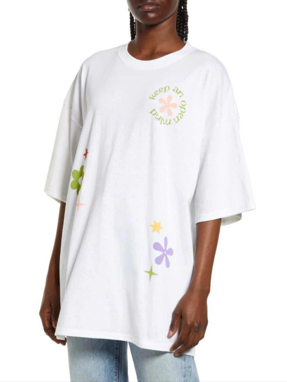 Desert Dreamer OS White Short Sleeve Keep An Open Mind Oversized Tee Sz OS